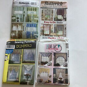 4 Home Decor Sewing Patterns Window Covering Shades Valences Blinds Swags Drapes